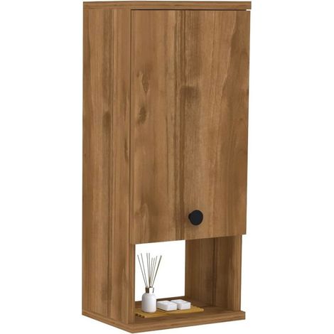 Mobile Pensile Tarano, 2 Ripiani, Un'anta, 3 Vani, 30x71h cm Marrone Noce