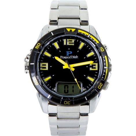 Test d'alcool écran LCD montre à Quartz japonaise en acier inoxydable prise ue jaune (1/5)