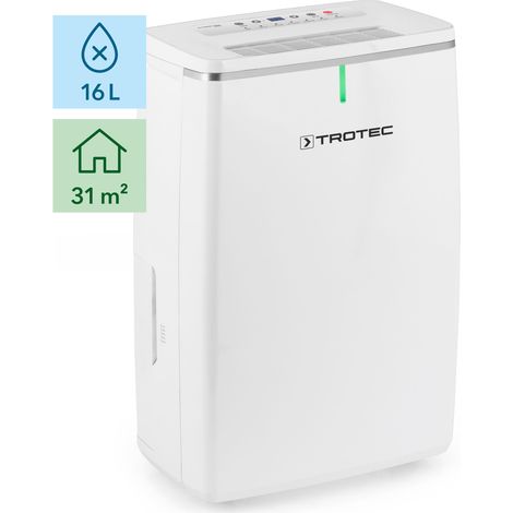 TROTEC Deshumidificador eléctrico TTK 53 E/LED de Color / 16L / Desagüe 5,5 L/Secado de Ropa/Portátil/para Habitaciones de hasta 31m² / 78m³ / Filtro de Aire/Temporizador