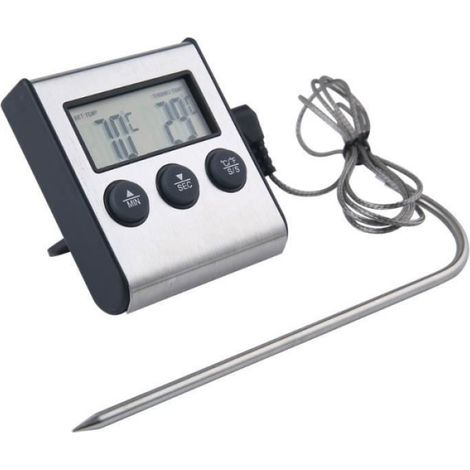 Thermomètre De Cuisson - Affichage Numérique - Précision ±0.5 °C - Minuterie Intégrée - Pour Four Fumoir Et Grill - 1 Pièce (1/4)