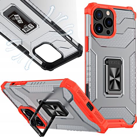 Crystal Ring Case – gepanzerte Hybrid-Schutzhülle mit Magnethalterung für iPhone 12 Pro, rot (1/5)