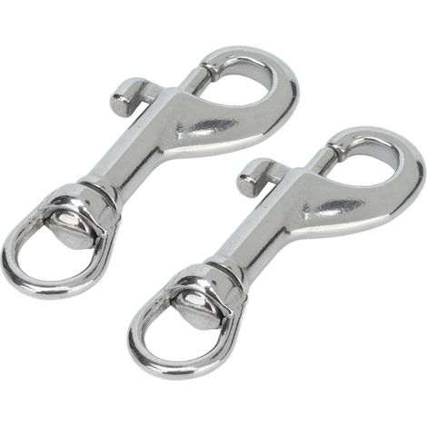2 Stück einseitige Karabinerhaken aus Edelstahl 316, drehbare Karabinerhaken für Hundehalsbänder, 65 mm (1/5)