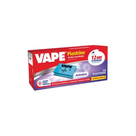 PIASTRINA PER ELETTROEMANATORI CON ANTIODORE ZANZARE COMUNI E TIGRE- - in confez. da pz.30 - 6 pezzi VAPE