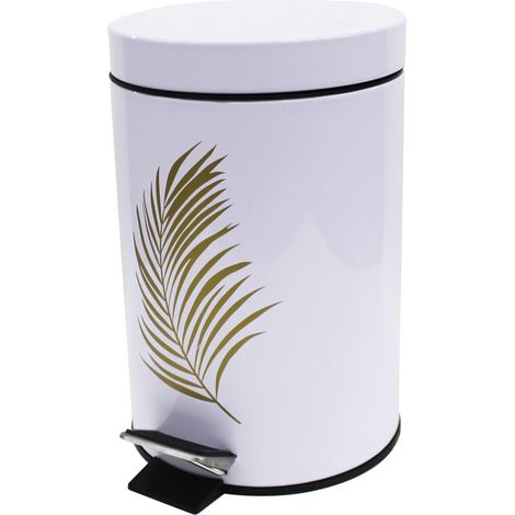 Douceur D'Intérieur – Poubelle à pédale 3L en métal – Diamètre 17 cm – Hauteur 25 cm – Pédale anti-dérapante pour ouverture facile