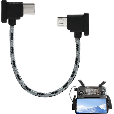 Câble de Télécommande Micro AB vers USB C, Câble de Données à Angle Droit de Type C vers Micro USB, Câble Adaptateur De Dronede de 15 CM Compatible avec la Télécommande DJI Mini SE/Mavic Mini/Air (1/5)