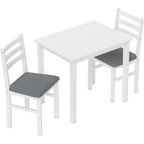 GagaEnsemble table a manger 3 pieces avec 2 chaises gain de place blanc (1/5)