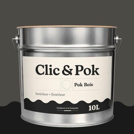 Peinture Bois Extérieur – POK BOIS - 10L - RAL 7022 - Gris terre d’ombre- Résistante aux intempéries - Ne s'écaille pas