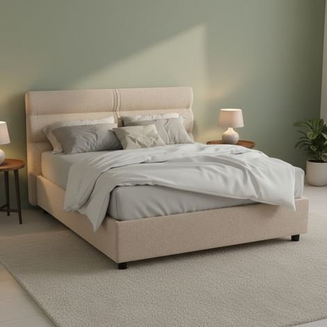 Cama Plaza y Media Briosco, Colchón Incluido, Desenfundable Made in Italy, Contenedor, Gris Topo (1/5)
