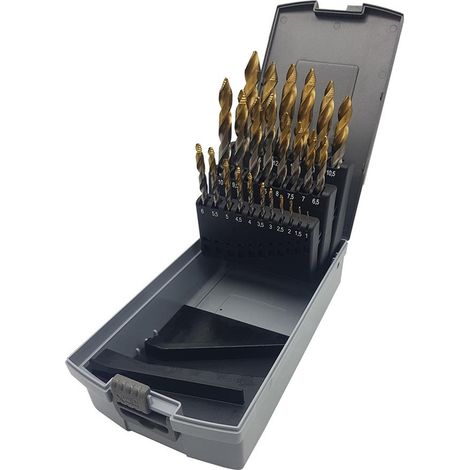 Forum Spiralbohr.Set DIN338 HSSmit Stufenbohrerspitze 1,0-10,0 0,5mm steigend 19-teilig UNI (1/5)