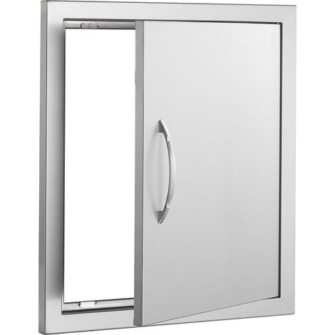 Porte d'accès BBQ 457x508 mm, acier inoxydable, montage affleurant, poignée et crochet inclus, pour îlot de cuisson extérieur et meuble de jardin. (1/5)