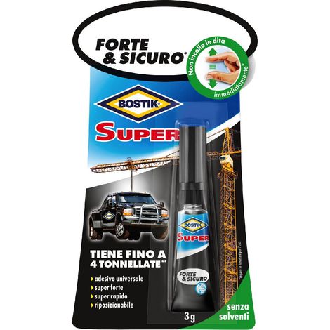 Adesivo istantaneo "Forte e sicuro" super rapido trasparente e inodore in tubetto da 3 gr -12 pezzi (1/4)