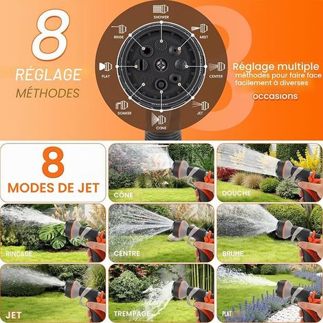Tuyau d'Arrosage Extensible Enrouleur Pistolet d'arrosage Tuyau Jardin Flexible Retractable Raccord Métal Jardin Terrasse Nettoyage (1/4)