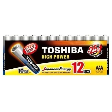 Pack de 12 Pilas AAA Toshiba High Power LR03/ 1.5V/ Alcalinas