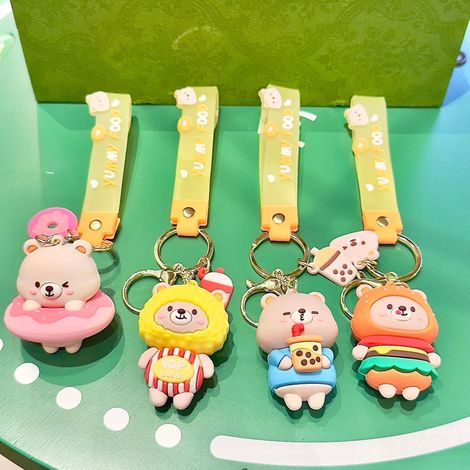 lot De 4 Porte-cls De Voiture De Dessin Anim D'ours Mignon, Pendentif D'accessoires De Porte-cls De Dessin Anim, Porte-cls D'animal De Dessin Anim (1/5)
