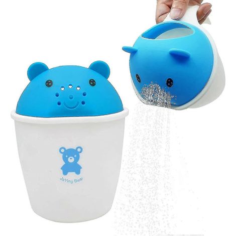 Gobelet de rinçage pour le bain de bébé - Gobelets de bain pour bébé avec poignée, motif petit ours - Seau de rinçage pour laver les cheveux et rincer le shampoing en protégeant les yeux de bébé (1/3)