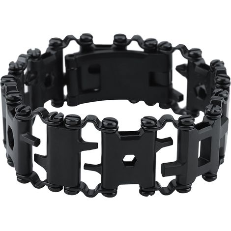 Bracelet Multifonction Acier Inoxydable 29 en 1 Outil de Survie Portable Noir (1/5)