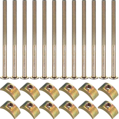 Set mit 12 M6-Verbindungsbolzen für Möbel mit Luna-Halbmondscheiben, Muttern und Bolzen für Etagenbetten, Kinderbetten, Befestigungsschrauben und Bolzen (M6 x 100 mm) (1/5)