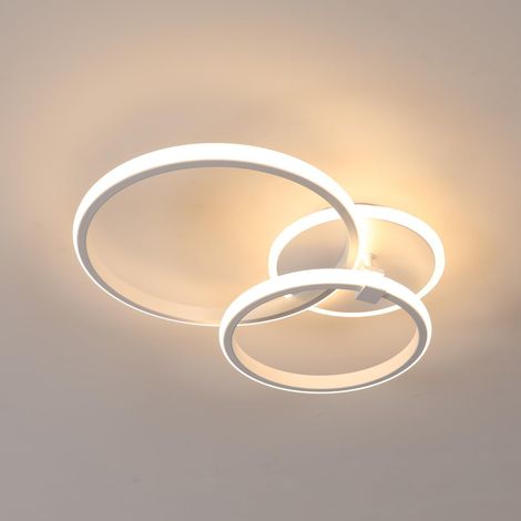 GOECO Modern LED Ceiling Light, 42W 3500LM Round Ceiling Lamp, LED Chandelier Ceiling Light Made of Aluminum and Acrylic for Living Room, Bedroom, Kitchen, Length 52cm (Warm White 3000K) White (1/5)