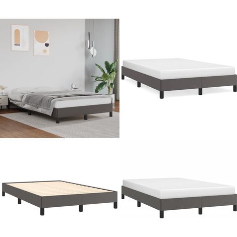 Bettgestell ohne Matratze Grau 120x190 cm Kunstleder - Bettrahmen - Schlafzimmermöbel - Kunstlederbettwäsche - Doppelbett - Boxspringbett - Home & Living (1/5)