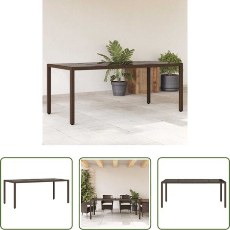 Glasplatte - Gartentisch mit Glasplatte Braun 190x90x75 cm Poly Rattan (1/5)
