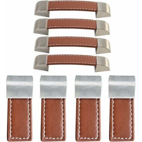 Set di 8 maniglie in pelle per mobili (58 mm, 128 mm), maniglie per porte in pelle, maniglie per mobili in pelle, maniglie per armadi in pelle