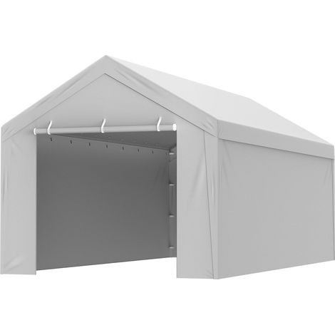 Bâche de remplacement pour abri de voiture (toit et parois latérales) 6000 x 3000 mm, abri de garage robuste, imperméable et anti-UV, installation facile avec tendeurs élastiques, blanc (structure non (1/5)