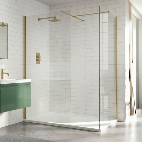 Duchy Padstow Brushed Brass Wet Room Screen Side Panel 700mm (inc T-Piece)