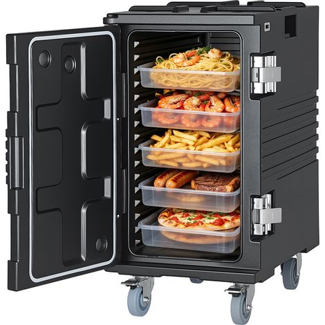 VEVOR Contenitore Termico Isolante per Alimenti, Scatola Trasporto Alimenti Isolante 120 L con Ruote Piroettanti Acciaio Inox 304, Contenitore Termico Impilabile in LLDPE per Catering Hotel Campeggio (1/5)