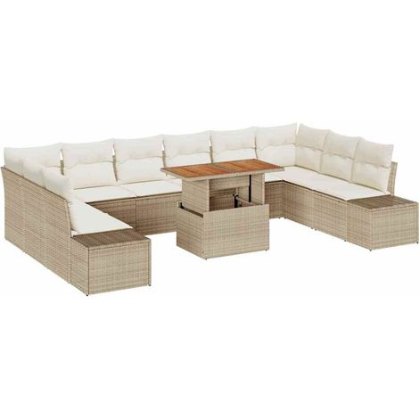 Set Divano da Giardino 11 pcs Beige Poly Rattan vidaXL (1/5)