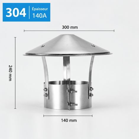 Chapeau de cheminée anti-pluie en acier inoxydable 304 pour conduit 140 304 140 30 × 30 × 7 cm 800 g – Livraison gratuite