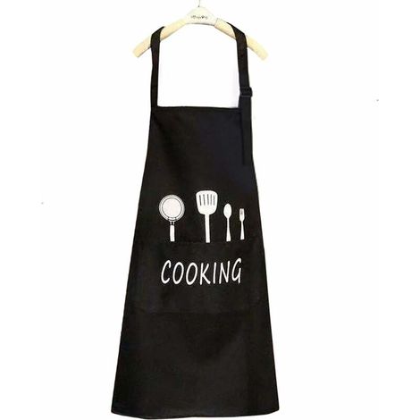 DEESSE SHOP - Tablier de cuisine unisexe Chefs étanche avec poches Tabliers pour la cuisine Restaurant Travail BBQ Jardinage Artisanat Cuisson Noir (1/5)