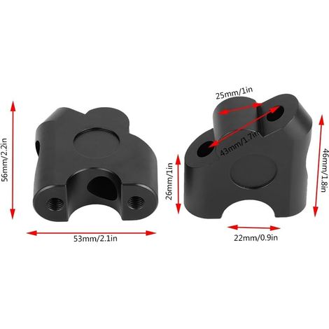 Handlebar Riser, 2pcs 22mm Universal Motorcycle Handlebar Bar Grip Rear Handlebar Clamp Move Mount Adapter(Black)