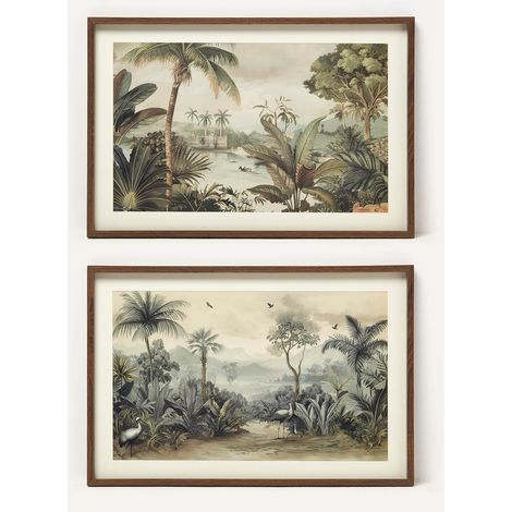 HOMESCAPES Palm Sepia Wall Art, 40 x 60 cm, Set of 2 (1/5)