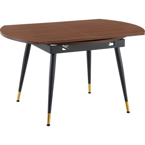 Mesa de comedor extensible de MDF y metal, nogal, 135 x 85 x 77 cm (1/5)