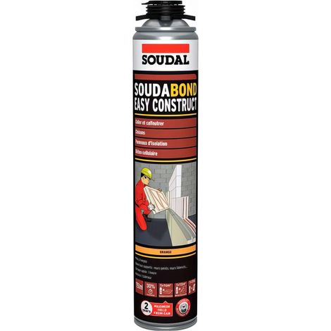 Soudal – Colle mousse polyuréthane non-expansive 750 ml – Haute adhérence pour cloisons et panneaux d'isolation – Durcissement rapide