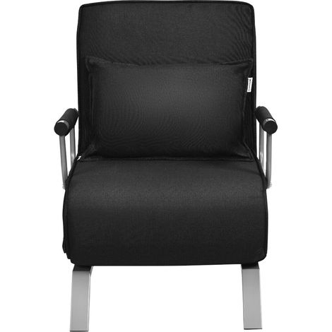COSTWAY Sofá Cama Plegable Individual Silla Sillón Multifuncional Ajustable para Oficina Balcón Negro (1/4)