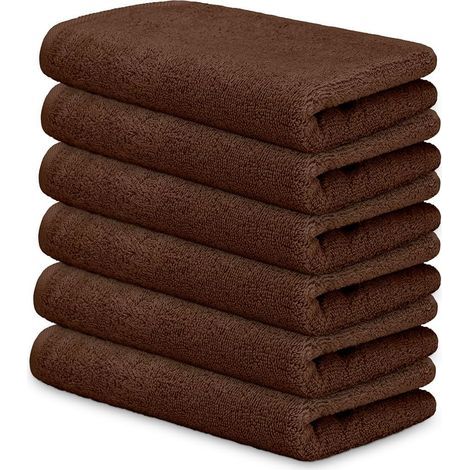 6er-Set Baumwollhandtücher, 30 x 50 cm, 450 g/m², weich, saugfähig, für Gesicht, Toilette, Gäste, Zuhause, Hotel, Spa, Braun (1/5)