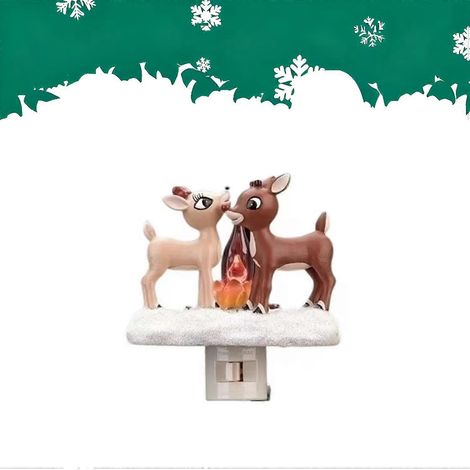 Veilleuse LED à flamme vacillante en forme de renne de Noël, à brancher, pour chambre, couloir, décoration de Noël (1 pièce) (1/5)