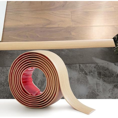 PVC-Übergangsleiste für Laminatböden, selbstklebende Türdichtungsleiste, Bodenprofil (beige Eichenmaserung, 4 cm) (1/5)
