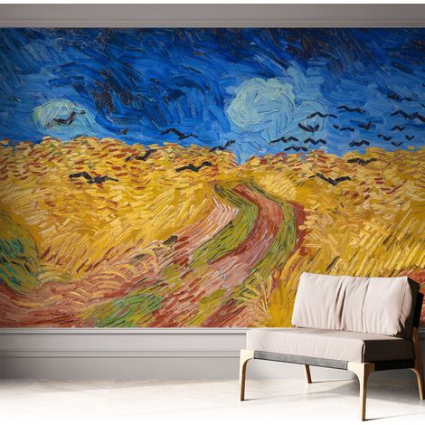 Papier peint adhésif avec colle pour décoration moderne de salon chambre à coucher cuisine et bureau Facile Paysage champêtre 312x219 cm (1/5)