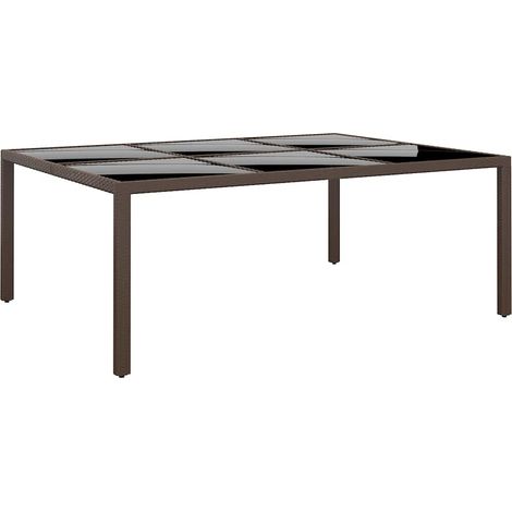 vidaXL Mesa de jardín superficie de vidrio ratán marrón 200x150x75 cm (1/5)