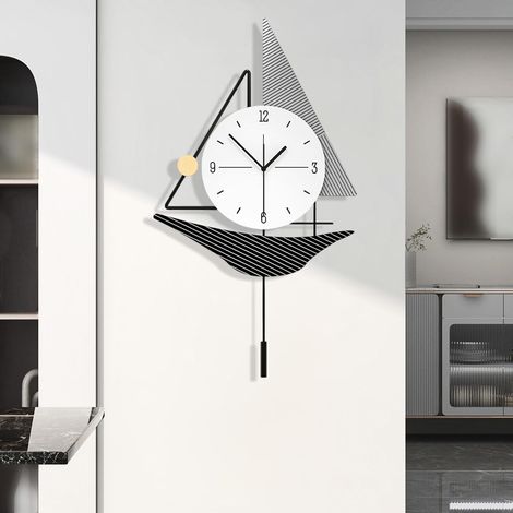 Large Wall Clock Modern Design, Elegant Silent Pendulum Wall Clock, Creative Decorative Wall Clock, XXL Wall Clock for Living Room, Bedroom, Office, Kitchen, Study (S-30 x 53 cm) (1/5)