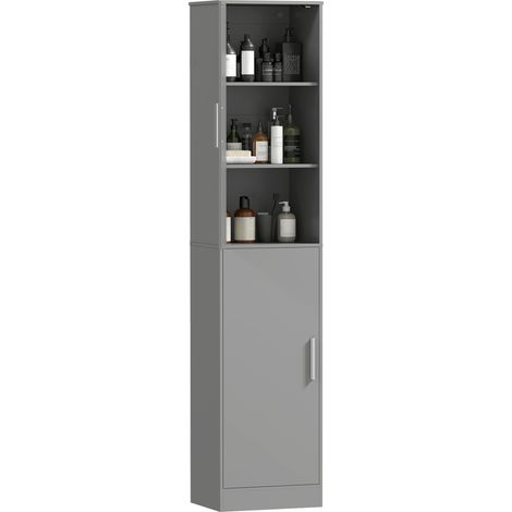Meuble de salle de bain colonne avec 2 portes et 4 étagères réglables, 40 x 35 x 180 cm, gris (1/5)