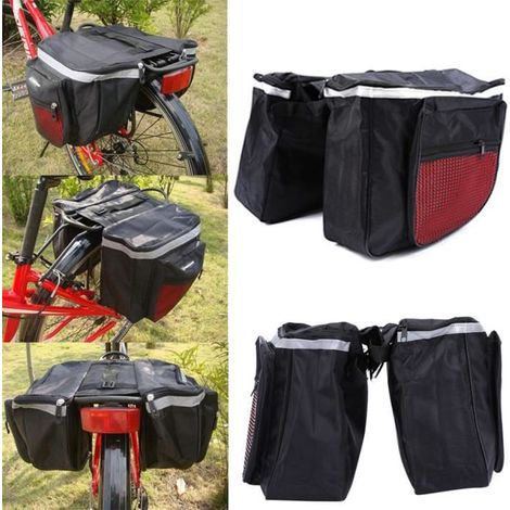 porte-bagages bicyclette étanche siège arrière sac de rangement pannier double rouge (1/4)