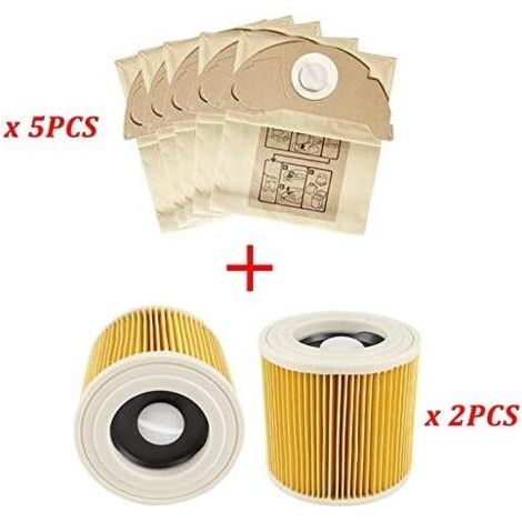 Sacs filtrants de rechange pour aspirateurs Kärcher WD2250 A2004 A2054 MV2, sacs à poussière haute efficacité, accessoires pour aspirateurs. (1/5)