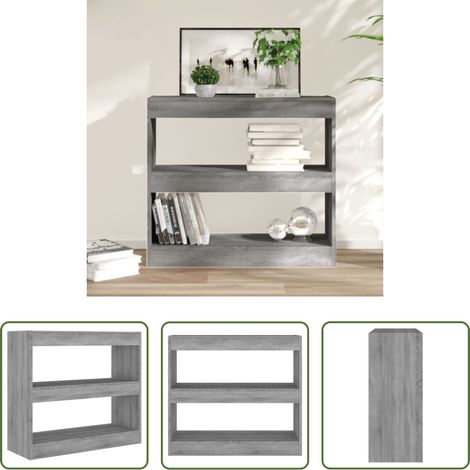 Étagère - Bibliothèque/Séparateur de pièce sonoma gris 80x30x72 cm (1/5)