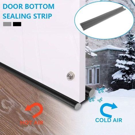 Aiperq Fond de porte isolé double couche - joint anti-bruit en silicone - protège des courants d'air froid et des insectes (gris)95 cm (1/4)