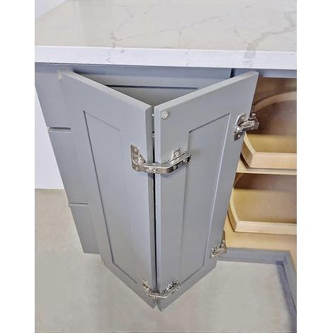 2 charnières à clip pour plateau tournant, recouvrement total, pour porte pliante d'armoire d'angle, avec vis, quincaillerie de remplacement pour armoire d'angle (1/4)