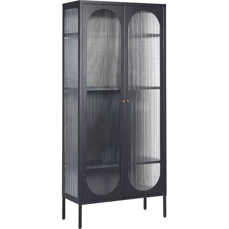 Glass Display Cabinet FOXTON Metal 80 cm Black