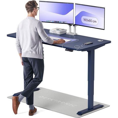 Desktronic Bureau assis debout HomePro - 160x80cm - Bleu/Bleu